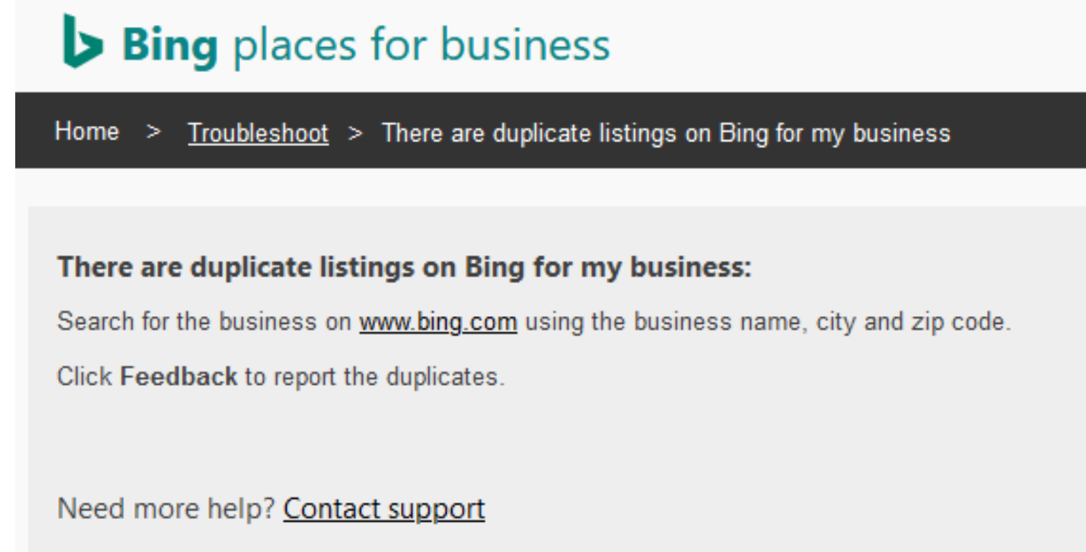 Select Contact Support on Bing